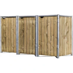 Cache-poubelle 3 Compartiments Müllbox En Bois Traité Naturel 3x140L – HIDE -Jardin Soldes cache poubelle 3 compartiments mullbox en bois traite naturel 3x140l hide 2