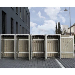 Cache-poubelle 4 Compartiments Müllbox En Bois Traité Gris 4x240L – HIDE -Jardin Soldes cache poubelle 4 compartiments mullbox en bois traite gris 4x240l hide 2