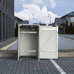 Cache-poubelle Müllbox En Aluminium Gris 140L – HIDE -Jardin Soldes cache poubelle mullbox en aluminium gris 140l hide 3