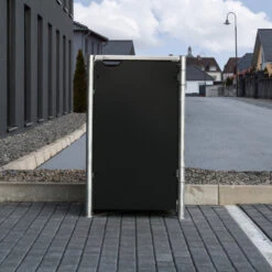 Cache-poubelle Müllbox En Aluminium Noir 240L – HIDE -Jardin Soldes cache poubelle mullbox en aluminium noir 240l hide 2