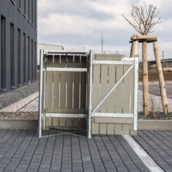 Cache-poubelle Müllbox En Bois Traité Gris 140L – HIDE -Jardin Soldes cache poubelle mullbox en bois traite gris 140l hide 4