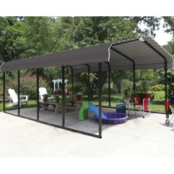 Carport à Toit En Acier Galvanisé 22,57m² Couleur Anthracite – Shelter Logic -Jardin Soldes carport 2257m a toit en acier galvanise couleur anthracite shelter logic 3