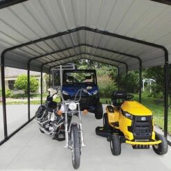 Carport à Toit En Acier Galvanisé 22,57m² Couleur Anthracite – Shelter Logic -Jardin Soldes carport 2257m a toit en acier galvanise couleur anthracite shelter logic 5