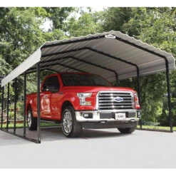 Carport à Toit En Acier Galvanisé 22,57m² Couleur Beige – Shelter Logic -Jardin Soldes carport a toit en acier galvanise 2257m couleur beige shelter logic 1 3