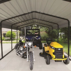 Carport à Toit En Acier Galvanisé 22,57m² Couleur Beige – Shelter Logic -Jardin Soldes carport a toit en acier galvanise 2257m couleur beige shelter logic 1 4