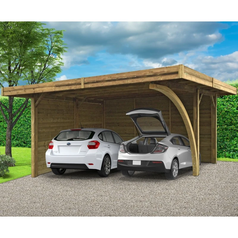 Carport Configuré 6x5x2,5m En Bois Traité Autoclave - SOLID 3 Carport Configuré 6x5x2,5m En Bois Traité Autoclave - SOLID