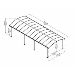 Carport En Alu Gris Et Polycarbonate 31m² Arcadia™ 8500 – Canopia -Jardin Soldes carport en alu gris et polycarbonate 31m arcadia 8500 canopia 2