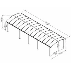 Carport En Alu Gris Et Polycarbonate 38,7m² Arcadia™ 10600 – Canopia -Jardin Soldes carport en alu gris et polycarbonate 387m arcadia 10600 canopia 2