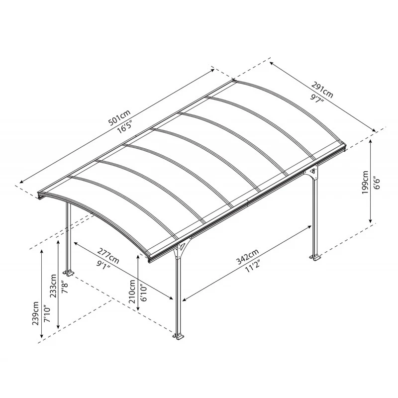 Carport En Alu Gris Et Polycarbonate Bronze 1 Voiture 14,6m² Victoria 5000 - Canopia By Palram 6 Carport En Alu Gris Et Polycarbonate Bronze 1 Voiture 14,6m² Victoria 5000 - Canopia By Palram – Image 4