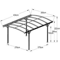 Carport En Aluminium Anthracite 3x4,34m Et Polycarbonate 6mm X-METAL -Jardin Soldes carport en aluminium anthracite 3x434m et polycarbonate 6mm x metal 5