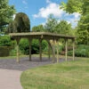 Carport En Bois Autoclave 21m² Avec Poteau En Arc Et Toit En PVC Gris – KARIBU -Jardin Soldes carport en bois autoclave 21m avec poteau en arc et toit en pvc gris karibu