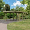 Carport En Bois Autoclave 26,9m² Avec Poteau En Arc Et Toit En PVC Gris – KARIBU