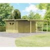 Carport En Bois Autoclave 30,35m² Avec Débarras 14,4m² - Karibu -Jardin Soldes carport en bois autoclave 3035m avec debarras 144m karibu