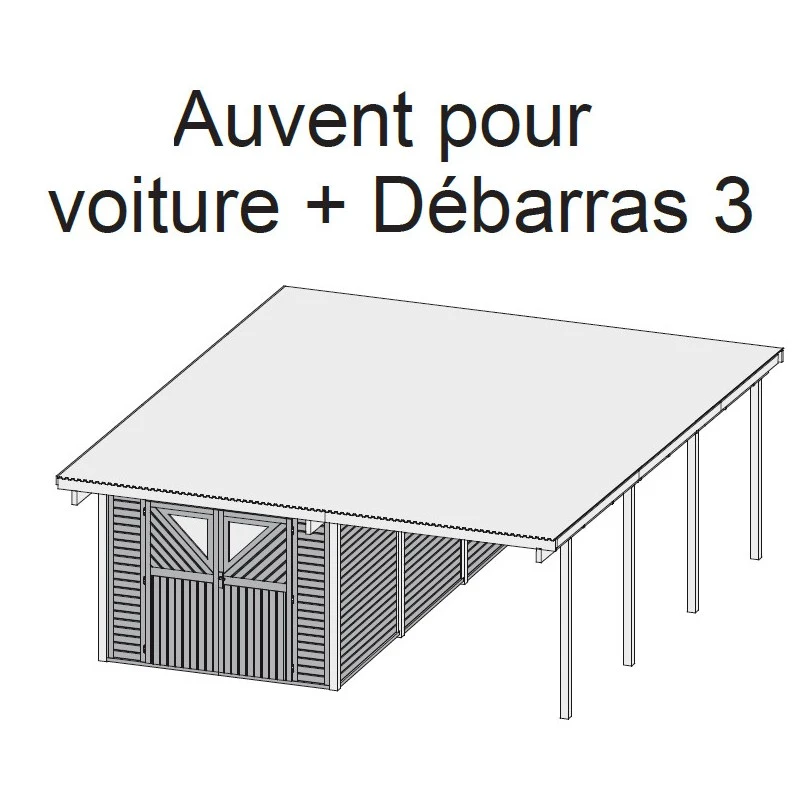 Carport En Bois Autoclave 30,35m² Avec Débarras 14,4m² - Karibu 5 Carport En Bois Autoclave 30,35m² Avec Débarras 14,4m² - Karibu – Image 3