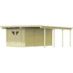 Carport En Bois Autoclave 30,35m² Avec Débarras 14,4m² - Karibu 12 Carport En Bois Autoclave 30,35m² Avec Débarras 14,4m² - Karibu -Jardin Soldes carport en bois autoclave 3035m avec debarras 144m karibu 4