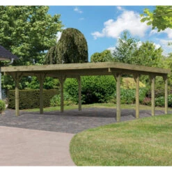 Carport En Bois Autoclave 40,2m² Et Toit En Acier – KARIBU 9 Carport En Bois Autoclave 40,2m² Et Toit En Acier – KARIBU -Jardin Soldes carport en bois autoclave 402m et toit en acier karibu 1