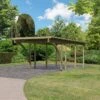 Carport En Pin Autoclave Avec Toit PVC 20,5m² + 2 Arcs D'entrée - Karibu 1 Carport En Pin Autoclave Avec Toit PVC 20,5m² + 2 Arcs D'entrée - Karibu -Jardin Soldes carport en pin autoclave avec toit pvc 205m 2 arcs d entree karibu
