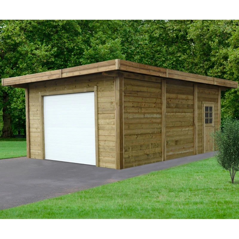 Carport-garage 7x5x2,5m En Bois Traité Autoclave Avec Porte Sectionnelle Motorisée - SOLID 3 Carport-garage 7x5x2,5m En Bois Traité Autoclave Avec Porte Sectionnelle Motorisée - SOLID