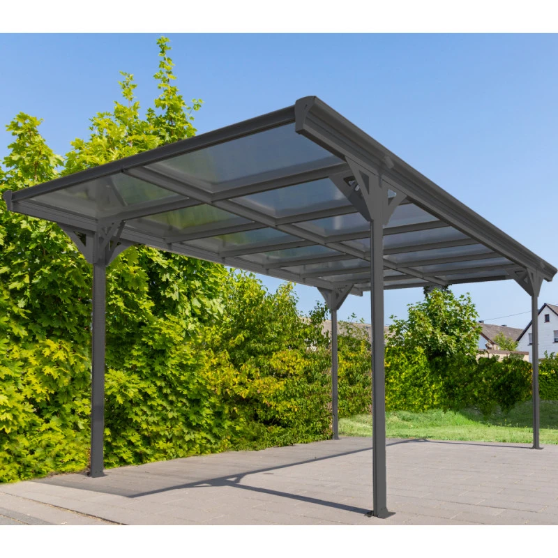 Carport Monopente HELSINKI En Aluminium Anthracite Et Polycarbonate 503x305cm - Westmann 4 Carport Monopente HELSINKI En Aluminium Anthracite Et Polycarbonate 503x305cm - Westmann – Image 2