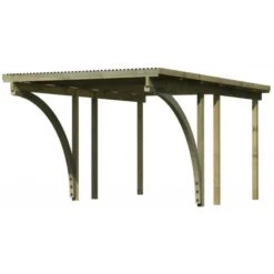 Carport Simple En Bois Autoclave Avec Toit PVC Et 2 Arcs D'entrée 14,9m² - 304x490cm - Karibu -Jardin Soldes carport simple en bois autoclave avec toit pvc et 2 arcs d entree 149m 304x490cm karibu 3