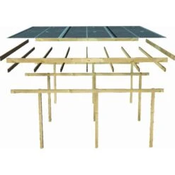 Carport Simple En Bois Autoclave Avec Toit PVC Et 2 Arcs D'entrée 14,9m² - 304x490cm - Karibu -Jardin Soldes carport simple en bois autoclave avec toit pvc et 2 arcs d entree 149m 304x490cm karibu 4
