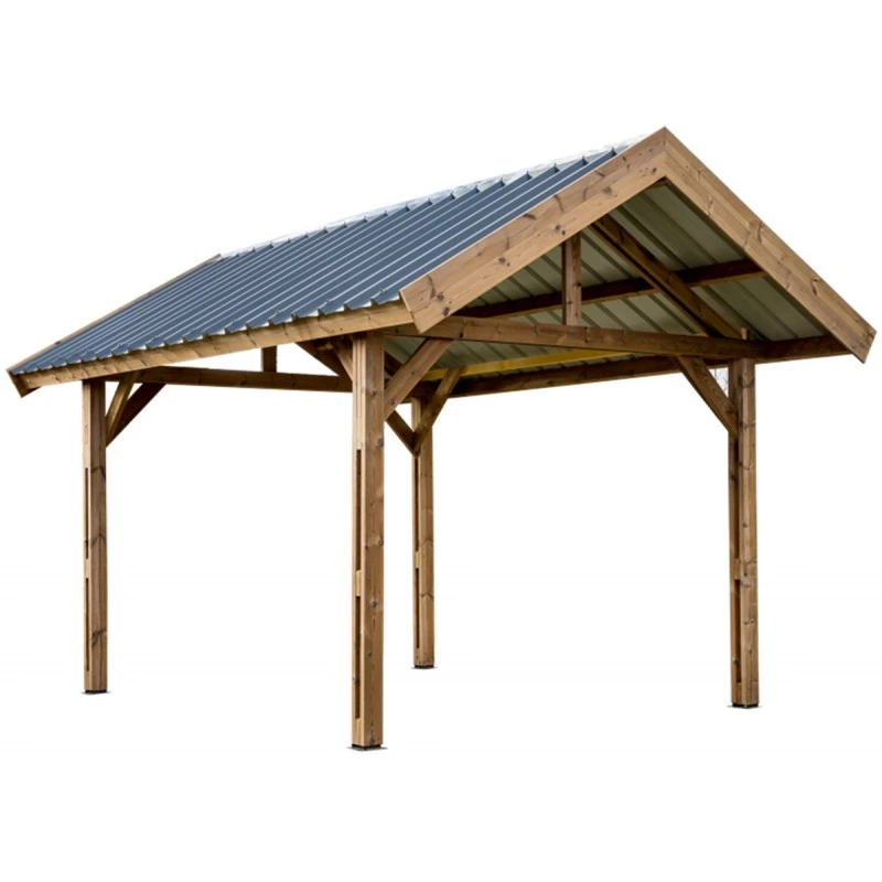 Carport THURAC 17,89m² En Bois Massif Avec Toit Bac Acier HABRITA 4 Carport THURAC 17,89m² En Bois Massif Avec Toit Bac Acier HABRITA – Image 2