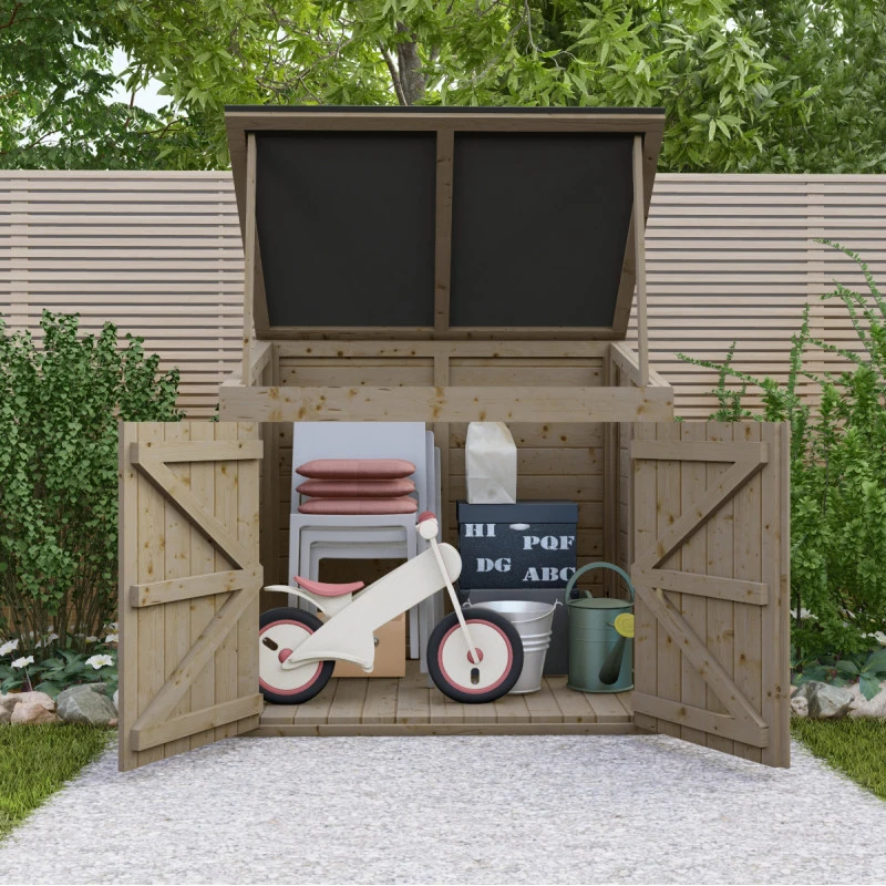 Coffre De Jardin En Bois Traité 20mm 1200L GENIO Noir - Gardy Shelter 7 Coffre De Jardin En Bois Traité 20mm 1200L GENIO Noir - Gardy Shelter – Image 5