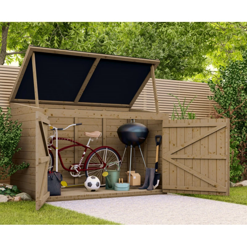 Coffre De Jardin En Bois Traité 28mm 2000L LARGO Noir - Gardy Shelter 3 Coffre De Jardin En Bois Traité 28mm 2000L LARGO Noir - Gardy Shelter