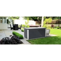 Coffre De Rangement En Métal Anthracite 1000L Patio Box 1,46m² TRIMETALS -Jardin Soldes coffre de rangement en metal anthracite 1000l patio box 146m trimetals 4