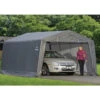 Garage Démontable 18,13m² En Acier Et Polyéthylène Gris – Shelter Logic -Jardin Soldes garage 1813m demontable en acier et polyethylene gris shelter logic