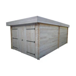 Garage En Bois Massif 21,46m² – Madriers 28mm – Toiture En Bac Acier – Habrita -Jardin Soldes garage en bois massif 2146m madriers 28mm toiture en bac acier habrita 2