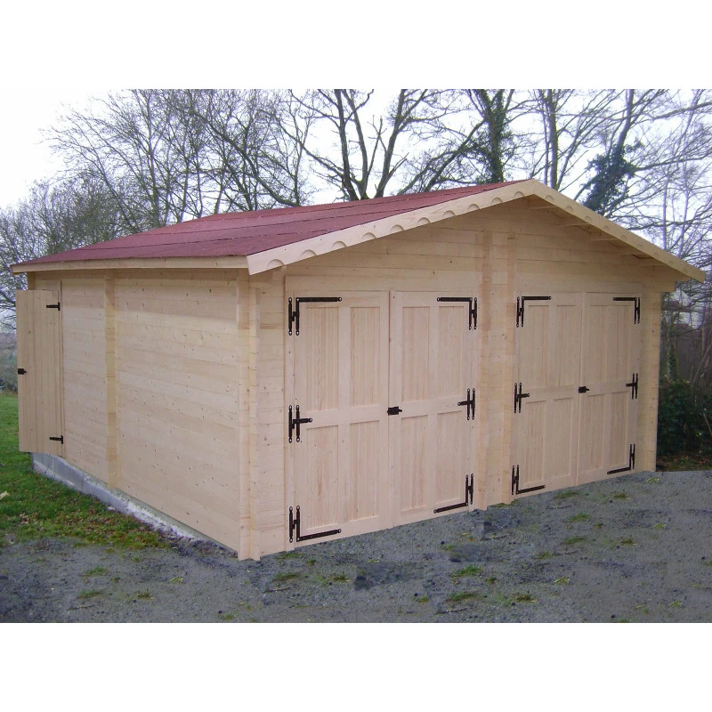Garage Double En Bois Massif 42,16m² – Madriers 42mm – Habrita 3 Garage Double En Bois Massif 42,16m² – Madriers 42mm – Habrita