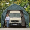 Garage Haut Démontable 23,8m² En Acier Et Polyéthylène Vert – Shelter Logic -Jardin Soldes garage haut demontable 238m en acier et polyethylene vert shelter logic