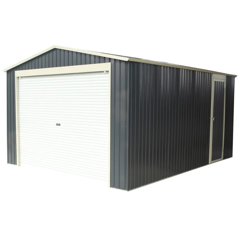 Garage Métal Anthracite 15,14m² Porte Enroulable + Kit D'ancrage X-METAL 3 Garage Métal Anthracite 15,14m² Porte Enroulable + Kit D'ancrage X-METAL