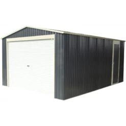 Garage Métal Anthracite 17,31m² Porte Enroulable + Kit D'ancrage X-METAL