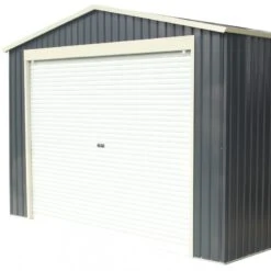 Garage Métal Anthracite 17,31m² Porte Enroulable + Kit D'ancrage X-METAL -Jardin Soldes garage metal anthracite 1731m porte enroulable kit d ancrage x metal 5