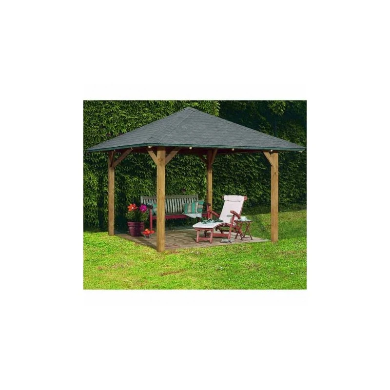 Kiosque Carré Bergen 1 En Bois FSC – 3,38x3,38m - Karibu 3 Kiosque Carré Bergen 1 En Bois FSC – 3,38x3,38m - Karibu