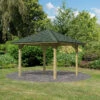 Kiosque Carré En Bois Autoclave Bergen 1 – 3,38x3,38m – Avec Shingles – Karibu -Jardin Soldes kiosque carre en bois autoclave bergen 1 338x338m avec shingles karibu