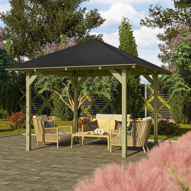 Jardin Soldes -Jardin Soldes kiosque de jardin carre sevilla 340x340m avec shingles karibu