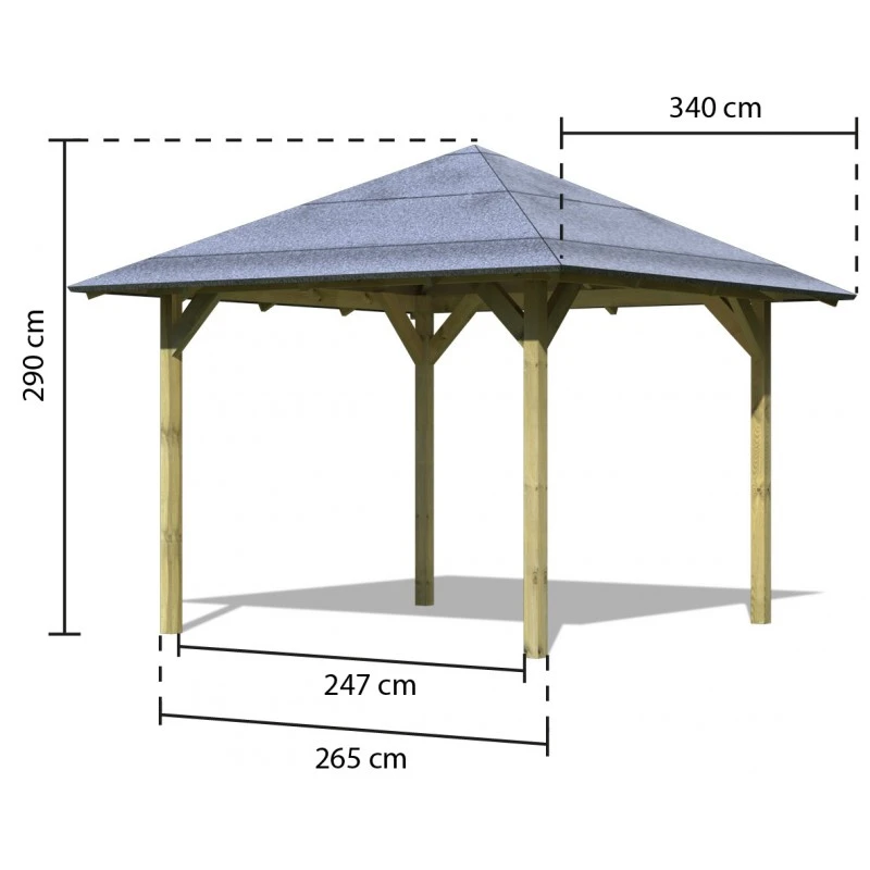 Kiosque De Jardin Carré Sevilla – 3,40x3,40m - Karibu 4 Kiosque De Jardin Carré Sevilla – 3,40x3,40m - Karibu – Image 2