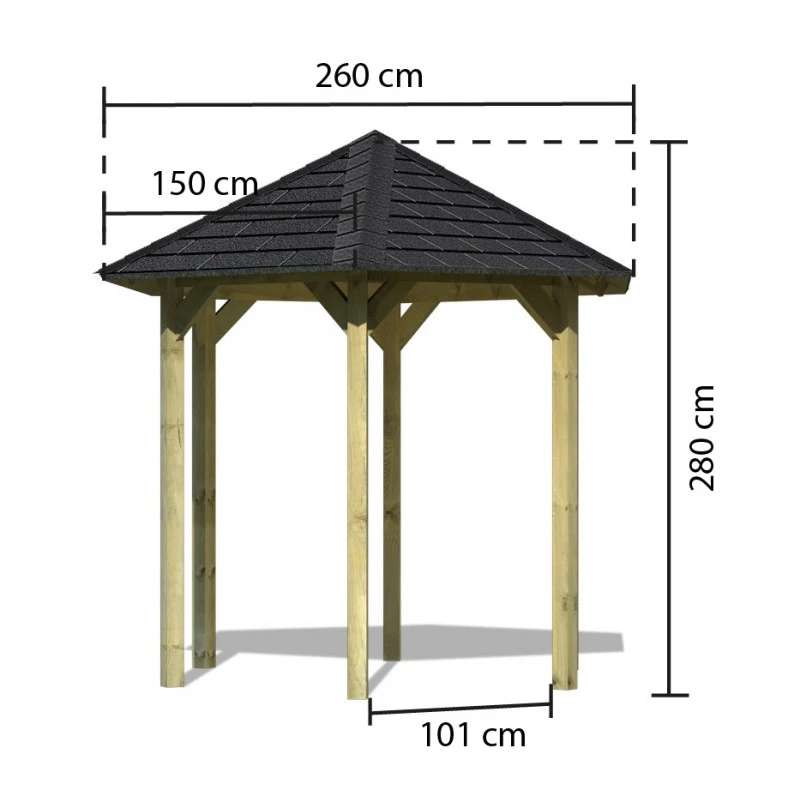 Kiosque Hexagonal En Bois Lissabon - Diam. 2,99m – Avec Shingles – Karibu 5 Kiosque Hexagonal En Bois Lissabon - Diam. 2,99m – Avec Shingles – Karibu – Image 3