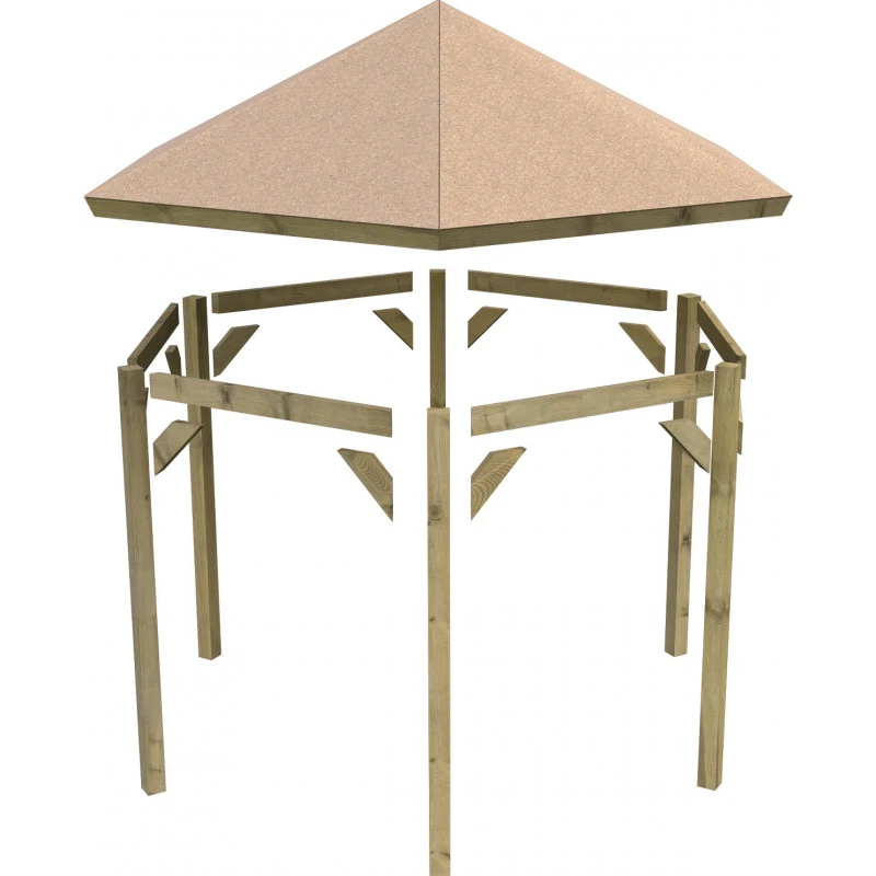 Kiosque Hexagonal En Bois Lissabon - Diam. 2,99m – Avec Shingles – Karibu 8 Kiosque Hexagonal En Bois Lissabon - Diam. 2,99m – Avec Shingles – Karibu – Image 6