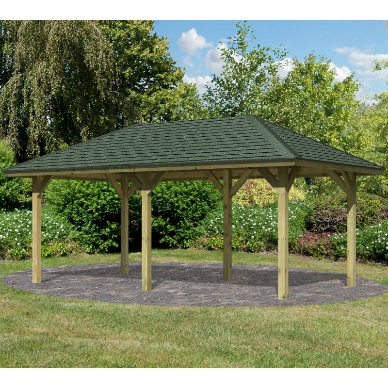 Kiosque Rectangulaire En Bois Autoclave Bergen 2 – 3,38x5,92m – Avec Shingles – Karibu 4 Kiosque Rectangulaire En Bois Autoclave Bergen 2 – 3,38x5,92m – Avec Shingles – Karibu – Image 2