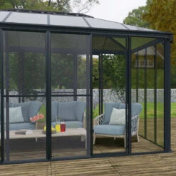 Moustiquaire Pour Vérandas Sanremo Et Ledro En Alu Gris Et Polyester - Canopia -Jardin Soldes moustiquaire pour verandas sanremo en alu gris et polyester canopia 4