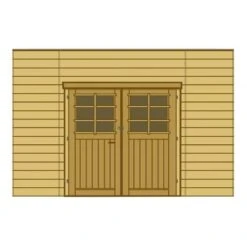 Paroi Frontale Avec Double Porte 390x245cm Pour Carport Modulable En Bois Traité Autoclave - SOLID