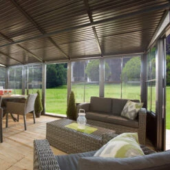 Pavillon Adossé Charlestone Mural 298,5x404cm En Aluminium Et Acier Galvanisé - SOJAG -Jardin Soldes pavillon adosse charlestone 309x404cm en aluminium et acier galvanise sojag 2