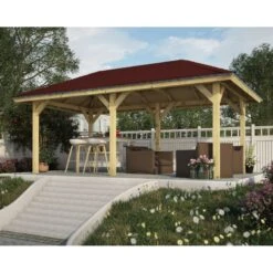 Pavillon Rectangulaire Bergen 2 – 5,92x3,38m - Karibu -Jardin Soldes pavillon rectangulaire bergen 2 592x338m karibu 5
