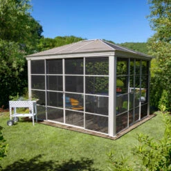 Pavillon Striano 362x427cm En Aluminium Et Acier Galvanisé Avec Moustiquaires - SOJAG -Jardin Soldes pavillon striano 362x427cm en aluminium et acier galvanise avec moustiquaires sojag 5