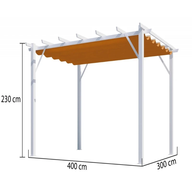 Pergola 100% Aluminium Coloris Blanc 12m² Avec Toile D'ombrage Rouille 140gr/m² HABRITA 5 Pergola 100% Aluminium Coloris Blanc 12m² Avec Toile D'ombrage Rouille 140gr/m² HABRITA – Image 3