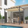 Pergola 100% Aluminium Gris Anthracite 12m² Avec Toile D'ombrage écru 140gr/m² HABRITA -Jardin Soldes pergola 100 aluminium gris anthracite 12m avec toile d ombrage ecru 140grm habrita